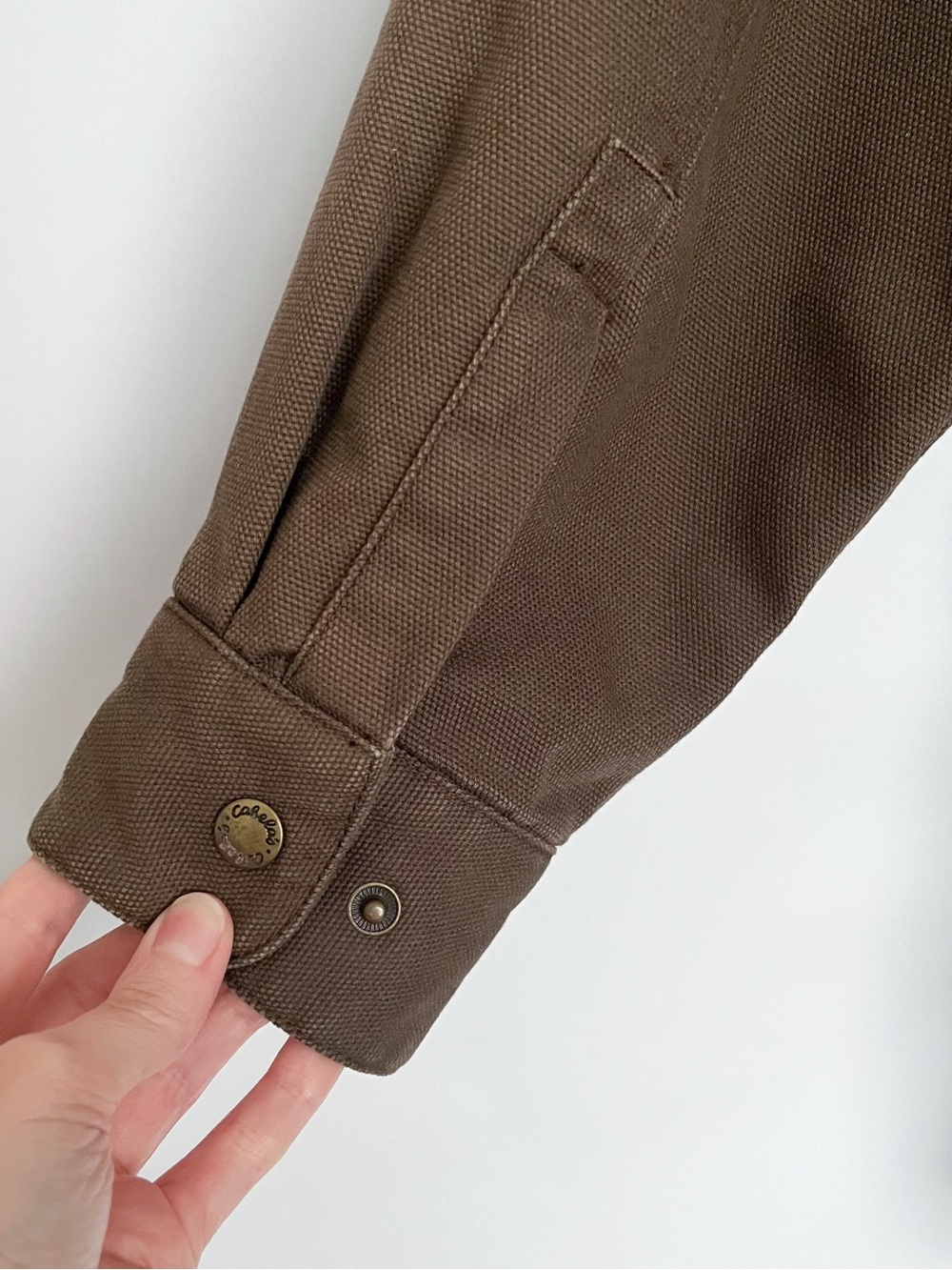 VTG Cabelas Chore Barn Coat Cotton Canvas Field Jacket Thick Size Large Brown - Picture 10 of 15